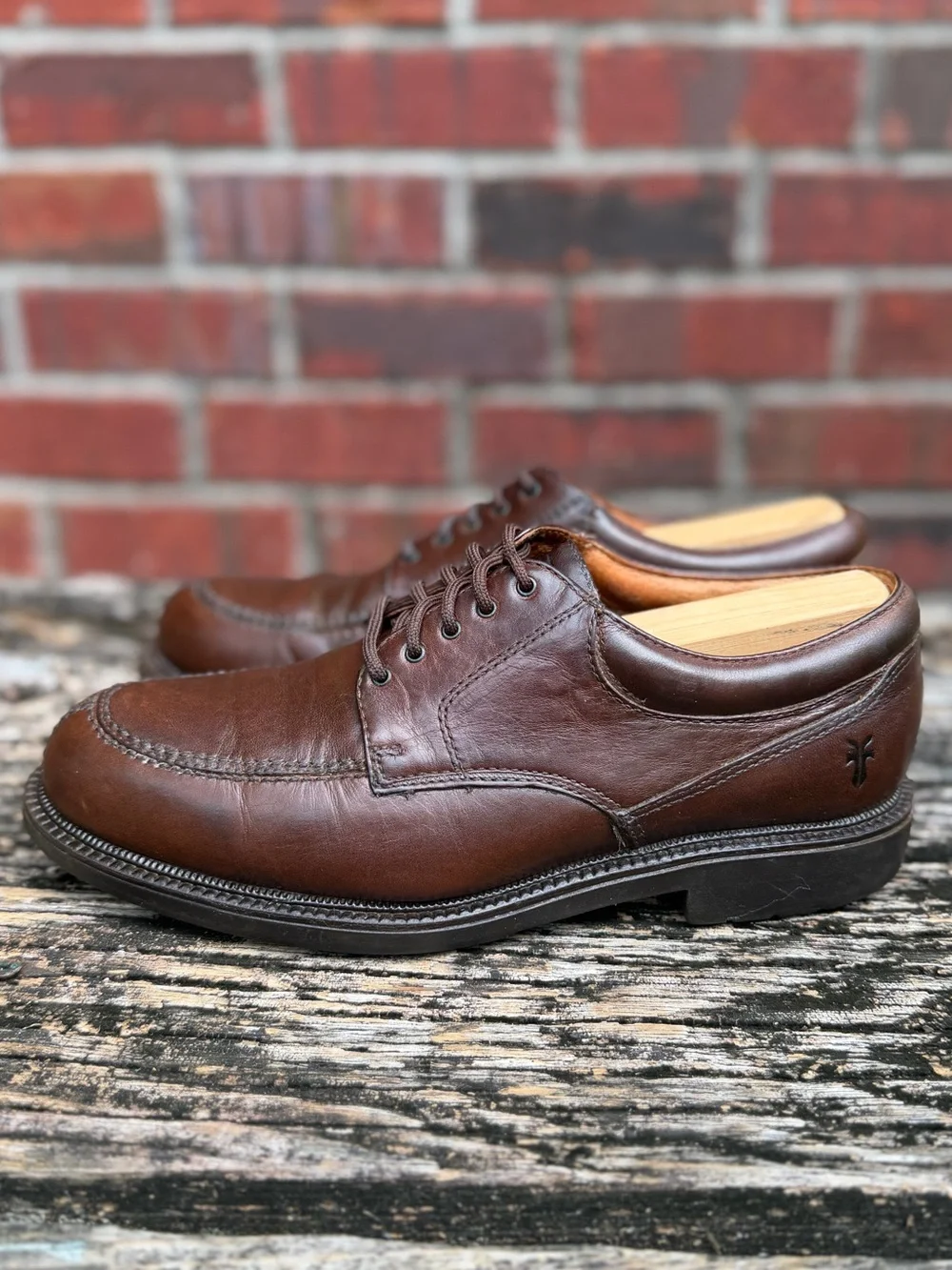 Frye Taylor Men’s Sz 7.5 Split Toe Brown Full Grain Leather Lace Up Oxford Shoes
